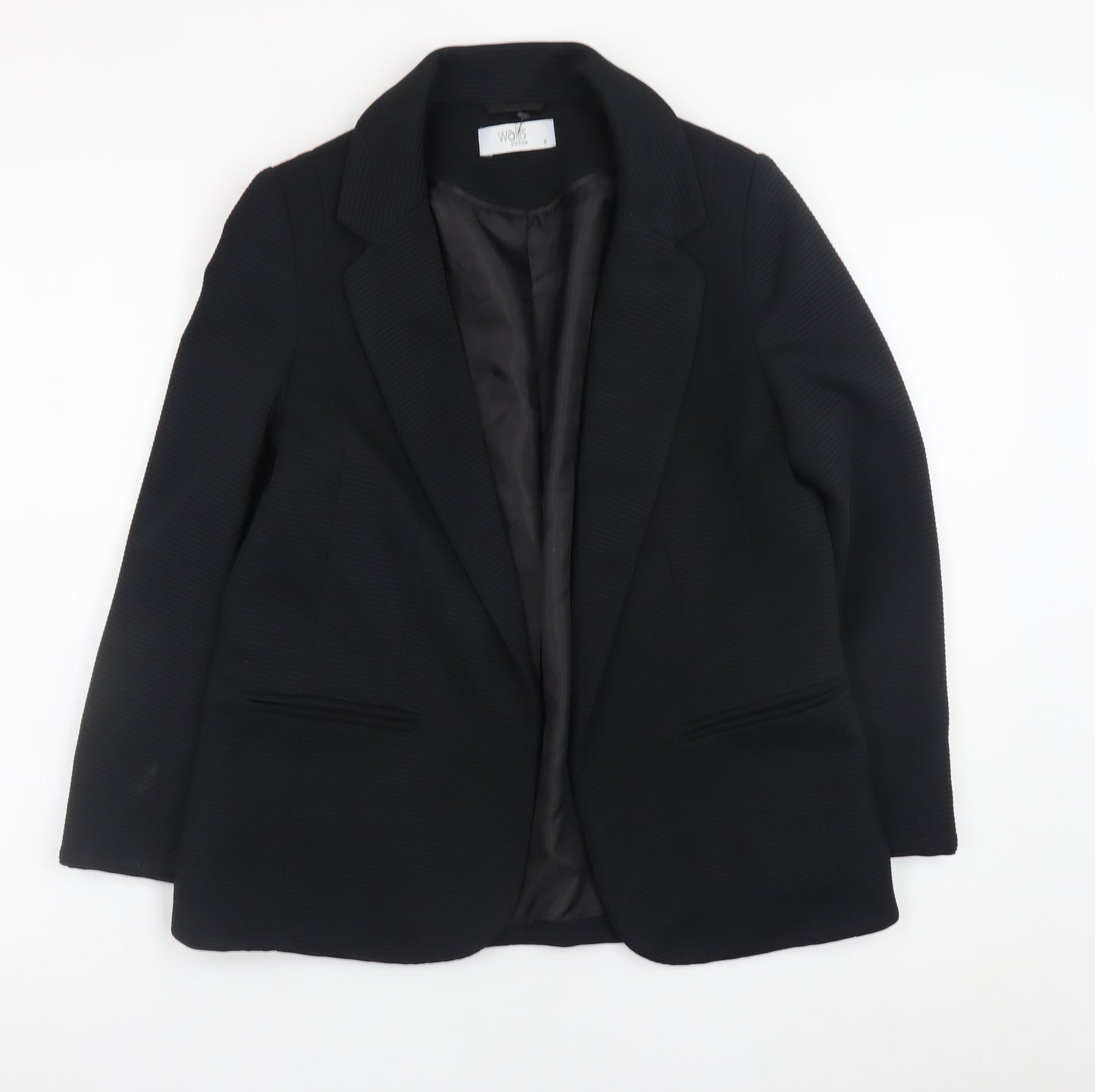 Wallis Women's Black Blazer Jacket UK 8 Classic Mid-Length Lined