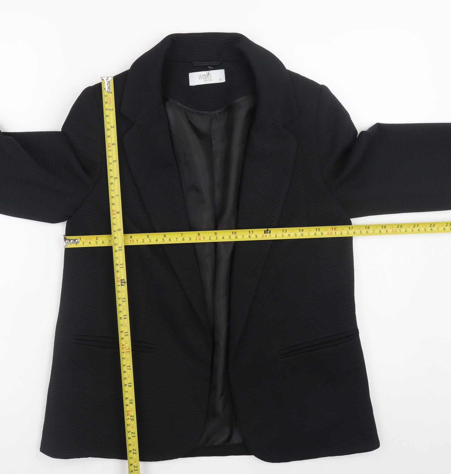 Wallis Women's Black Blazer Jacket UK 8 Classic Mid-Length Lined
