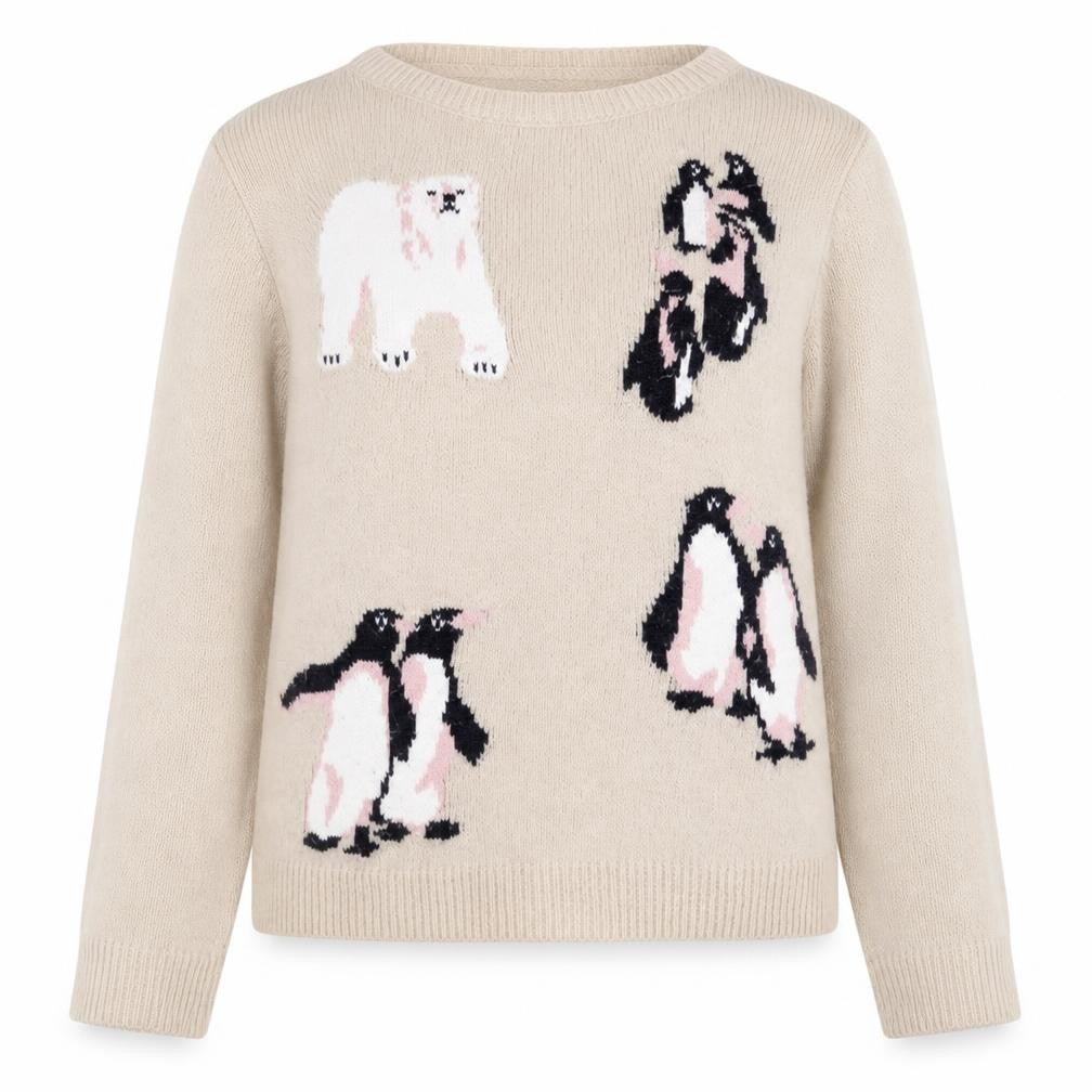 River Island Womens Beige Penguin Wool Blend Jumper Size 10