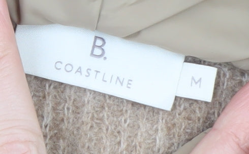 B. Coastline Women Beige Hooded Full Zip Wool Blend Cardigan M