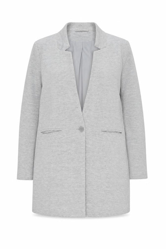 Vero Moda Women Grey Mid-Length Blazer Jacket Size 10