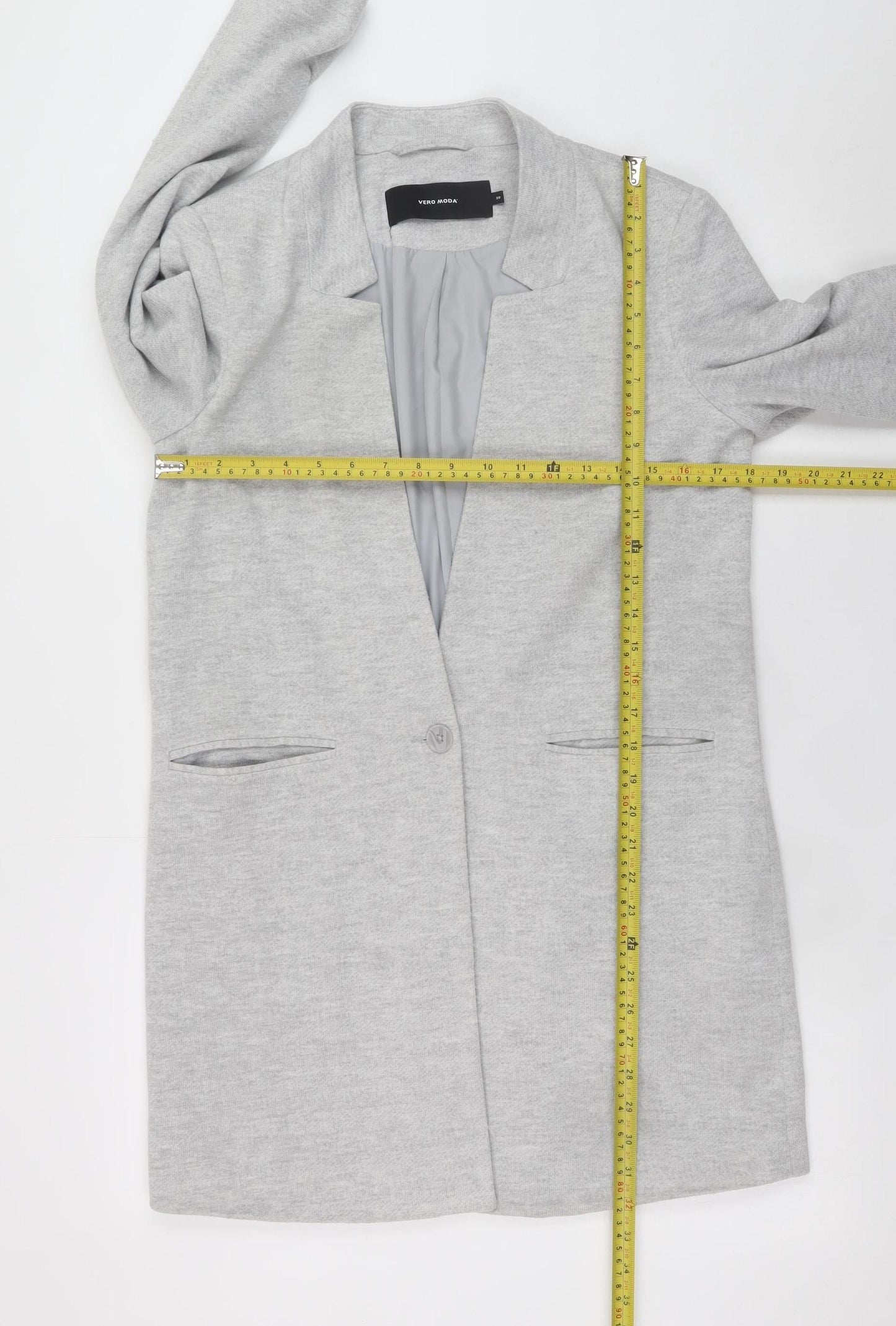 Vero Moda Women Grey Mid-Length Blazer Jacket Size 10