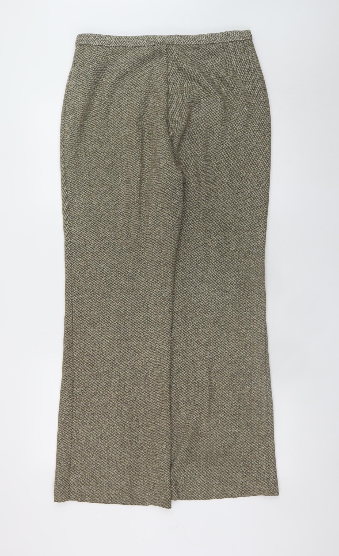 Marks and Spencer Women Brown Herringbone Wool Trousers UK 14