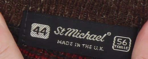 Marks and Spencer St Michael Men's Brown Argyle Knit XL Jumper