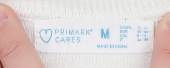 Primark Women’s White Madrid Crew Neck Jumper Size M 12-14