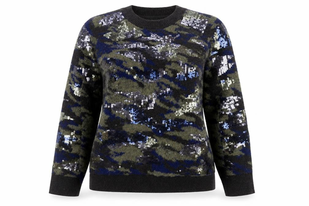 DKNY Jeans Women's Multicoloured Sequin Camouflage Jumper M