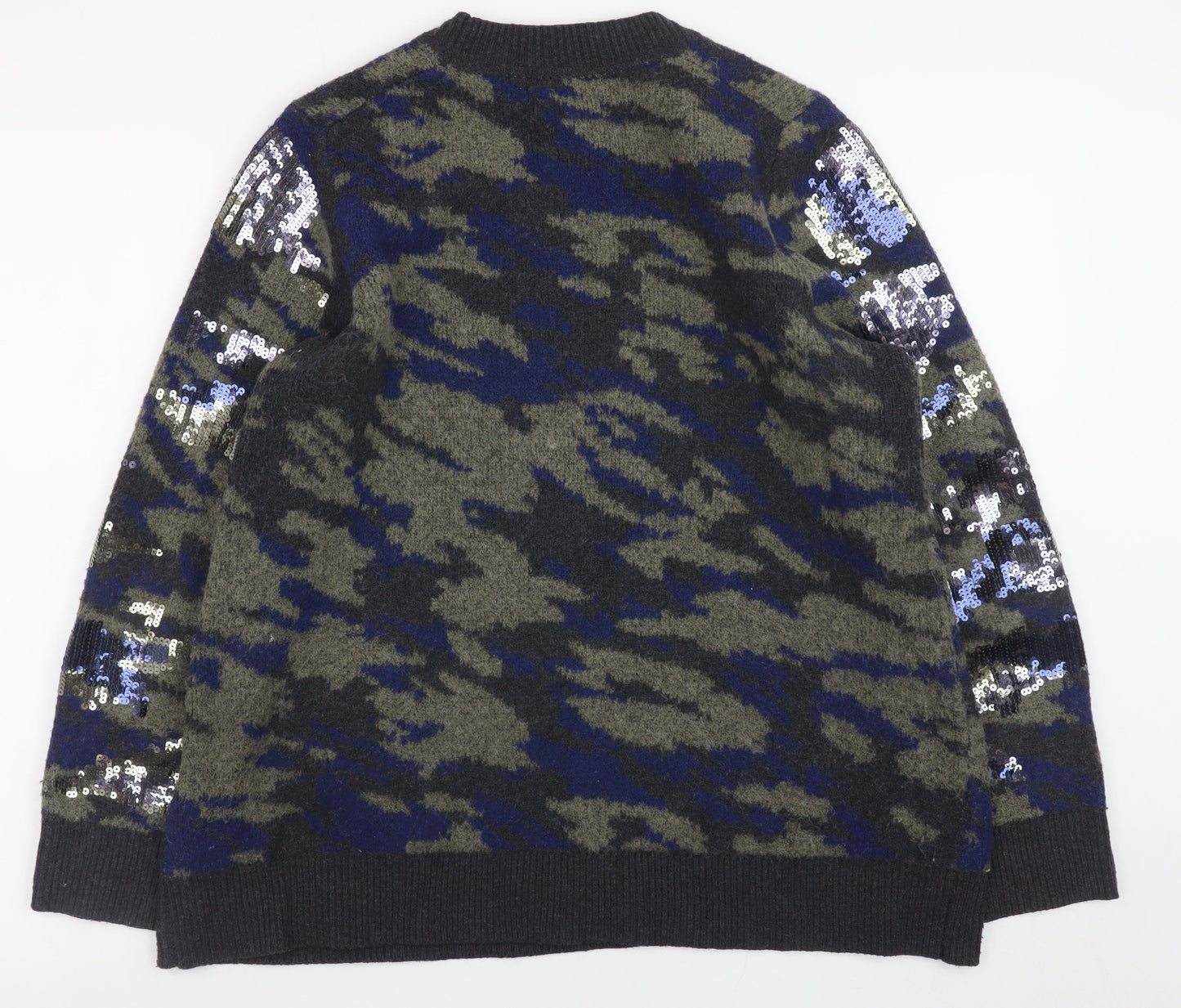 DKNY Jeans Women's Multicoloured Sequin Camouflage Jumper M
