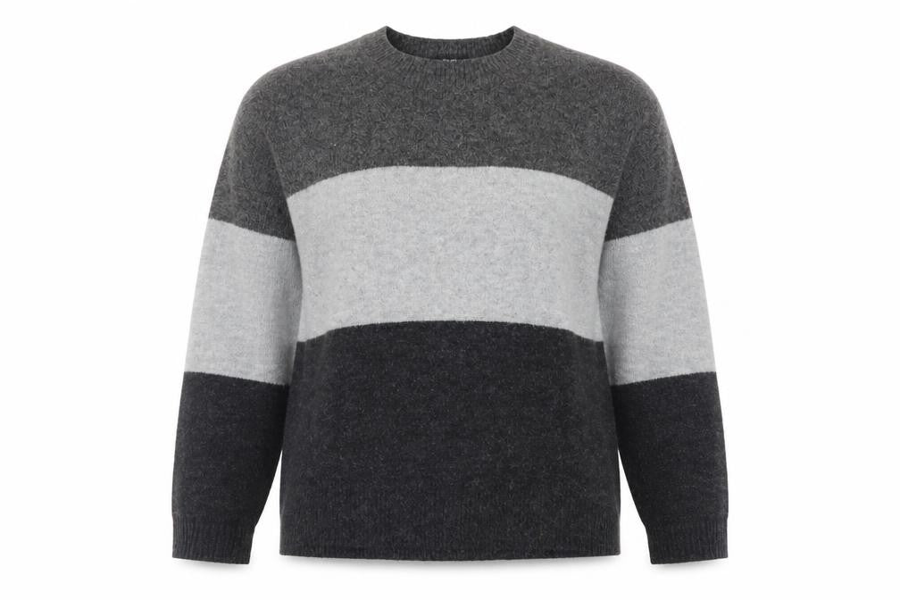 UNIQLO Womens Grey Striped Crew Neck Wool Blend Jumper Size M