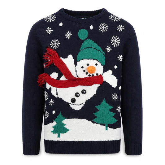 Atmosphere Women's Blue XS Christmas Snowman Knit Jumper