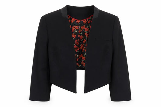 TU Women's Black Cropped Blazer Jacket Size 12 Lined