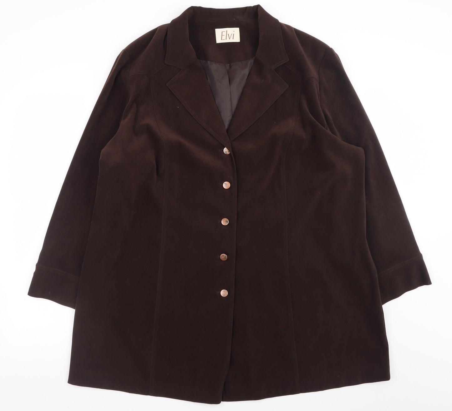 Elvi Women’s Brown Plus Size 24 Classic Velvet Look Blazer Jacket