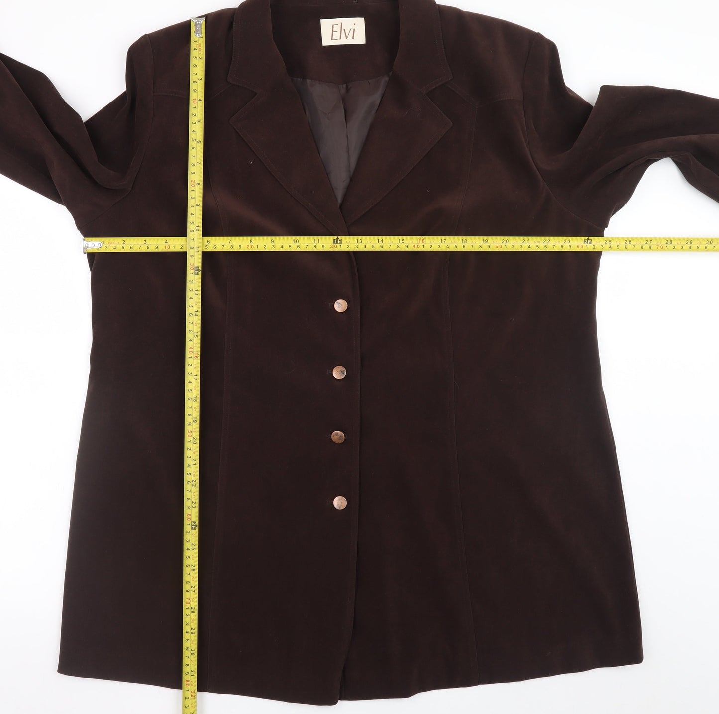 Elvi Women’s Brown Plus Size 24 Classic Velvet Look Blazer Jacket