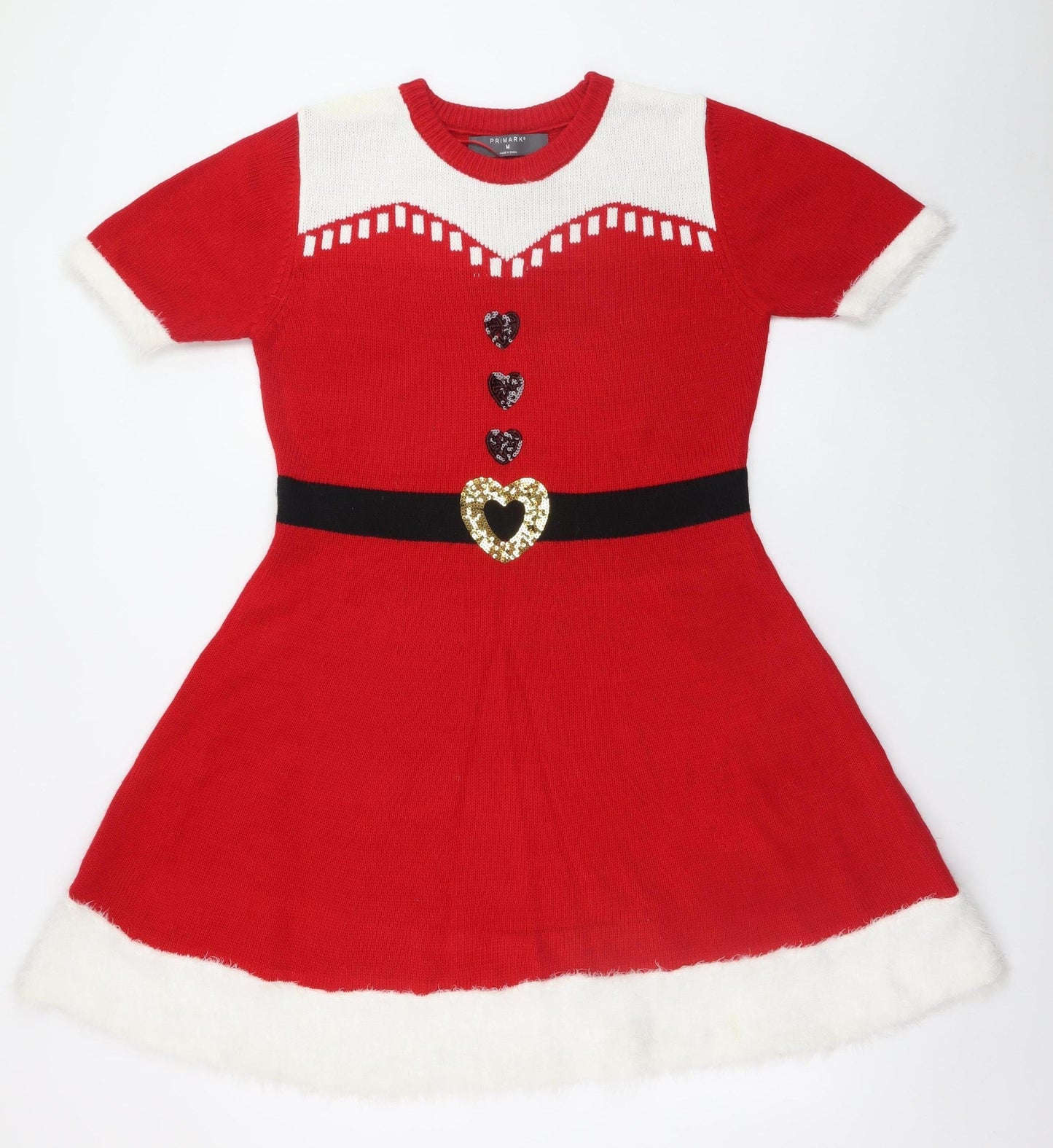 Primark Women Red Fit & Flare Christmas Knit Dress M