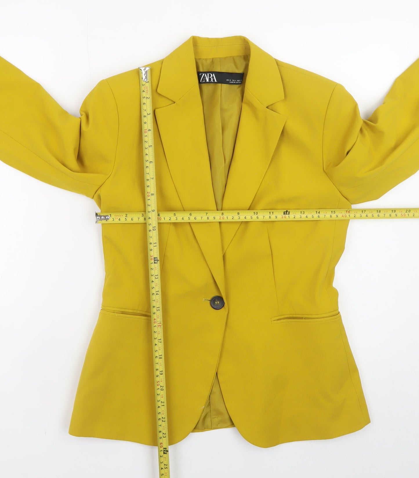 ZARA Women’s Yellow Slim Fit Single Breasted Blazer Size 8