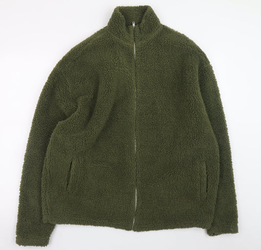 ASOS Design Men’s Green Fleece Jacket M Regular Fit Full Zip