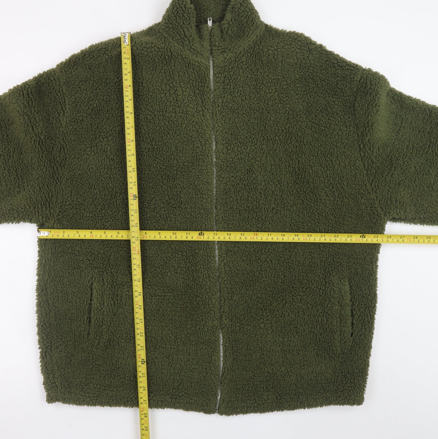 ASOS Design Men’s Green Fleece Jacket M Regular Fit Full Zip