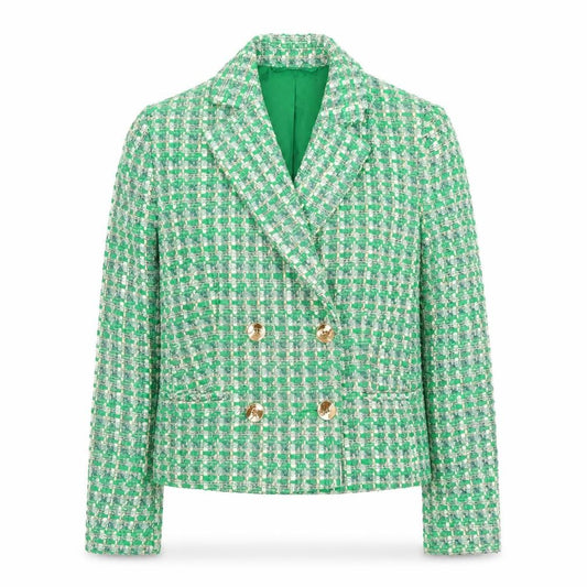 Primark Women Green Check Tweed Blazer Jacket Size 6