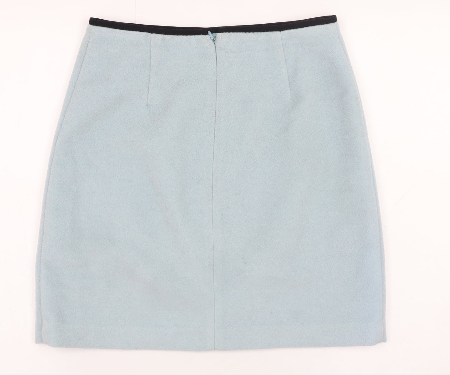 Marks and Spencer Women Blue Wool Blend Knee Length Pencil Skirt UK 8