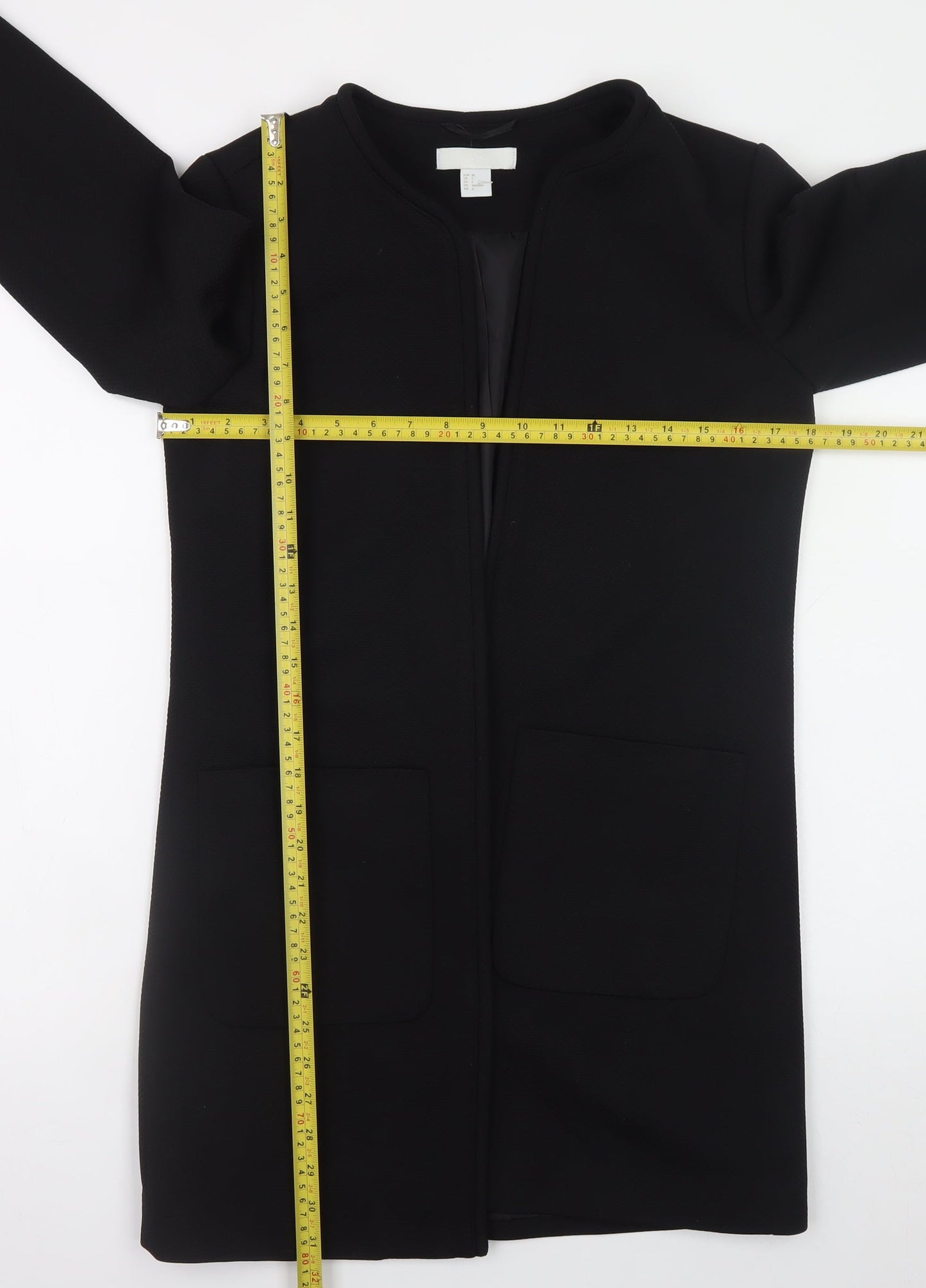 H&M Women’s Black Mid-Length Regular Fit Coat Size 8