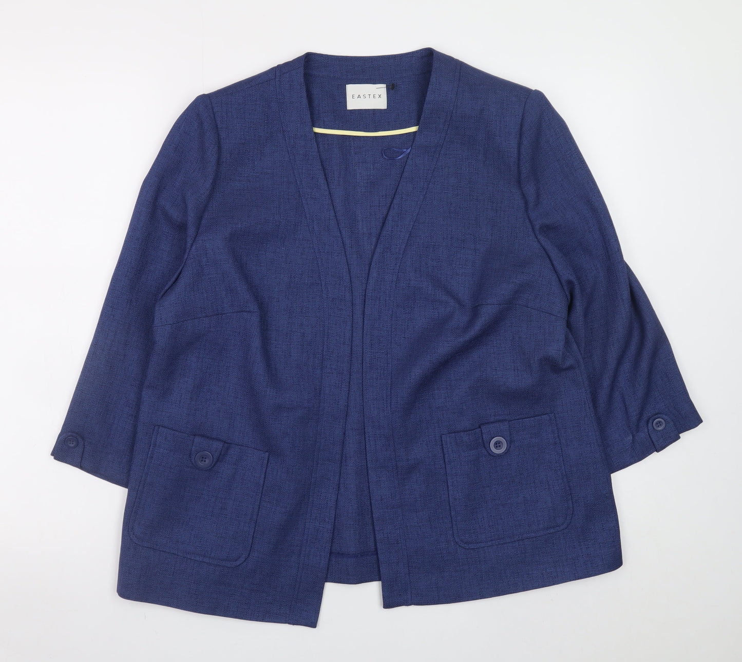 Eastex Women's Blue Size 14 Classic Mid-Length Blazer Jacket
