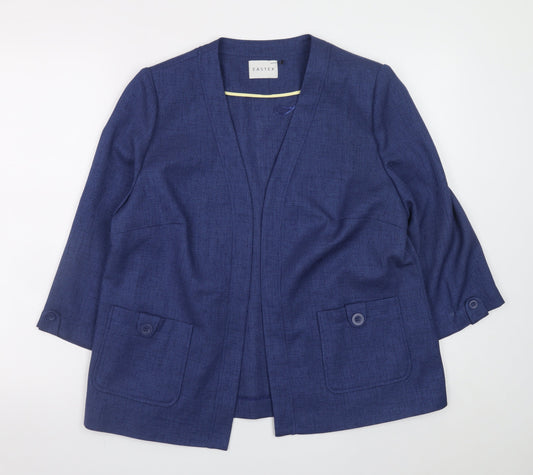 Eastex Women's Blue Size 14 Classic Mid-Length Blazer Jacket