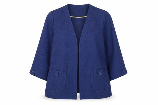 Eastex Women's Blue Size 14 Classic Mid-Length Blazer Jacket