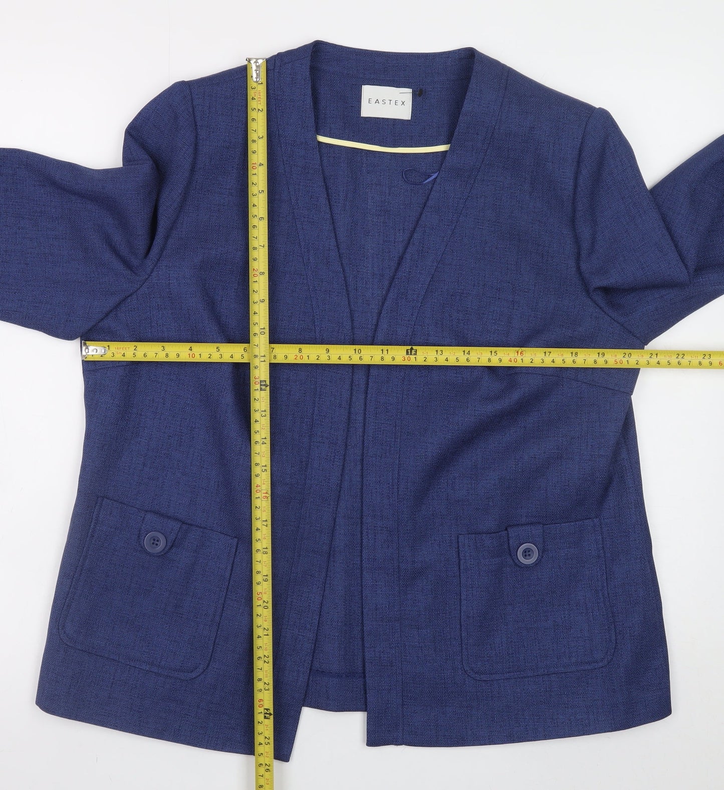 Eastex Women's Blue Size 14 Classic Mid-Length Blazer Jacket