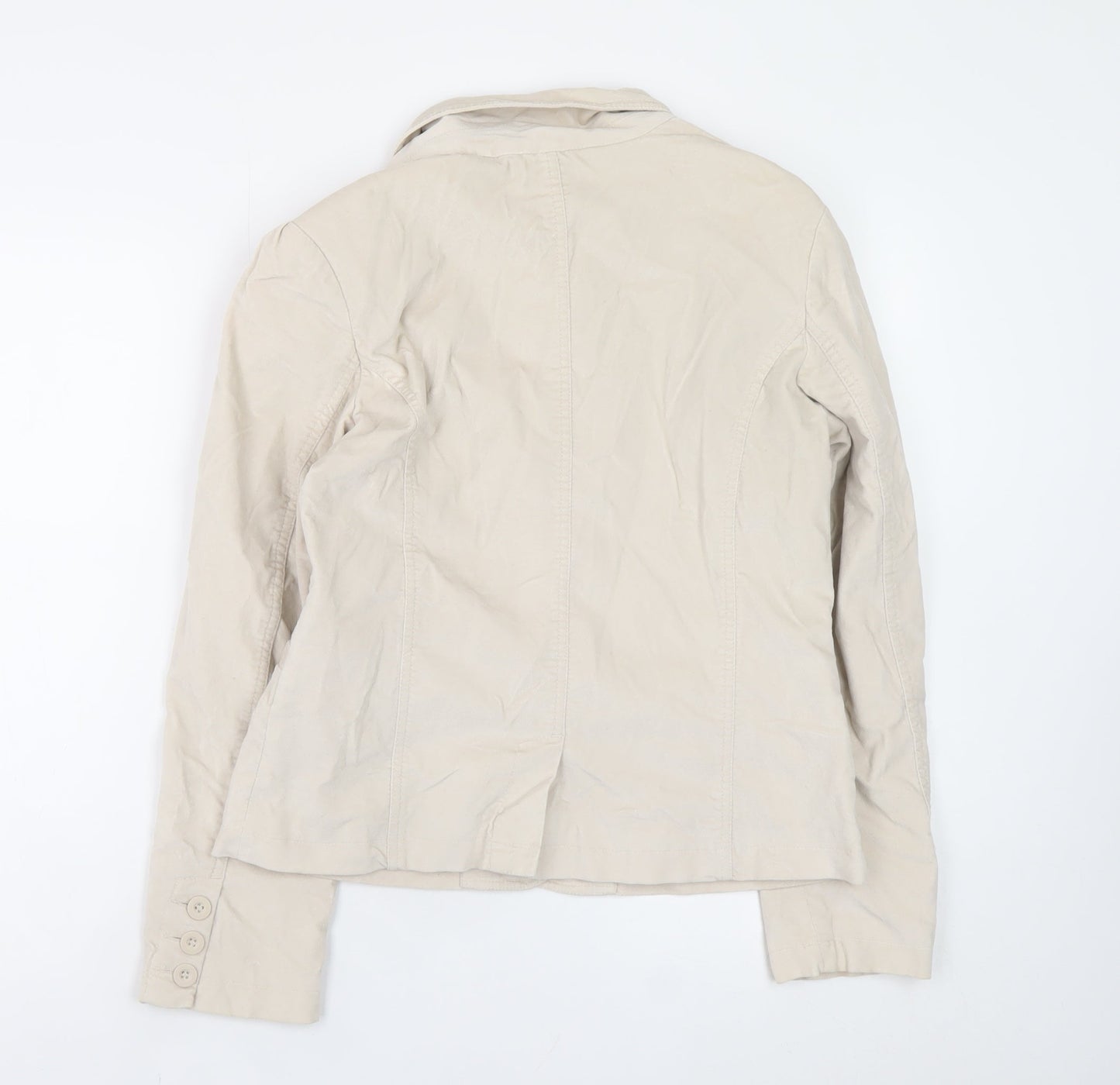 BHS Women Beige Cotton Blazer Jacket Size 12 Classic Style