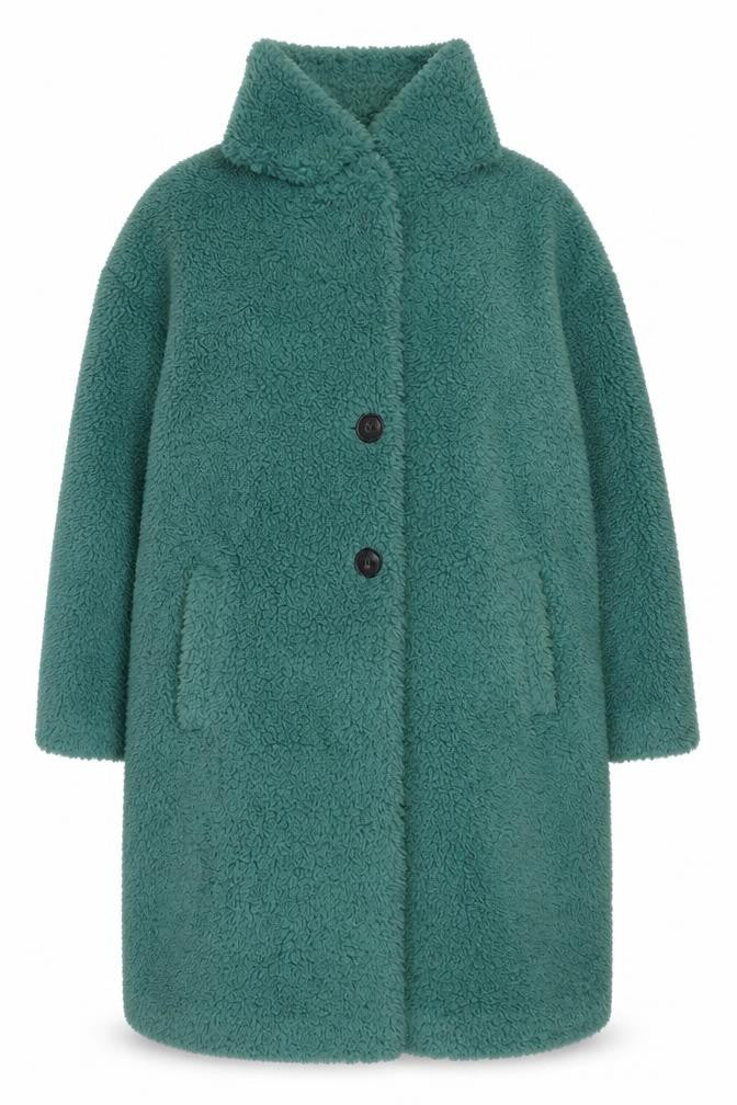 Papaya Petite Green Teddy Coat Women's Size 18 Polyester Mid-Length