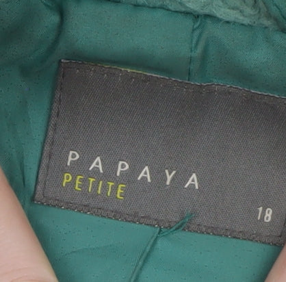 Papaya Petite Green Teddy Coat Women's Size 18 Polyester Mid-Length
