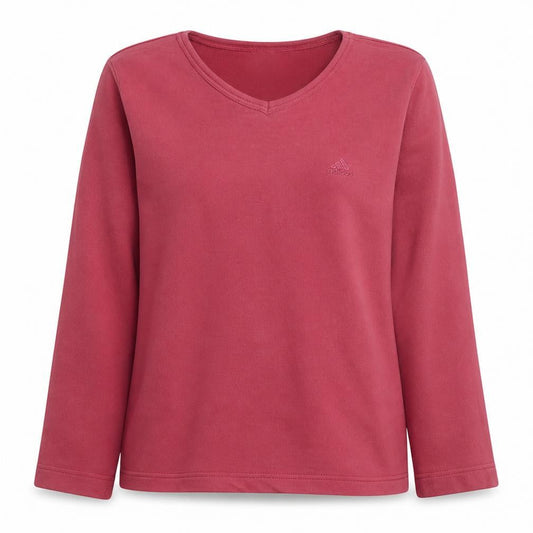 Adidas Women’s Red V-Neck Pullover Sweatshirt Size M Cotton
