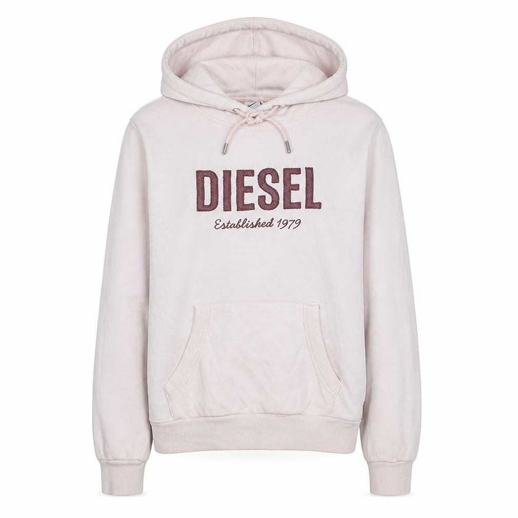 Diesel Womens Beige Small Pullover Hoodie with Logo Embroidery