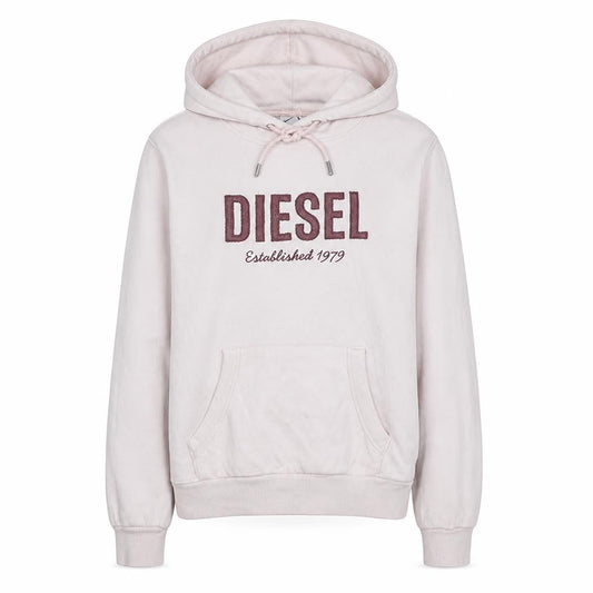 Diesel Womens Beige Small Pullover Hoodie with Logo Embroidery