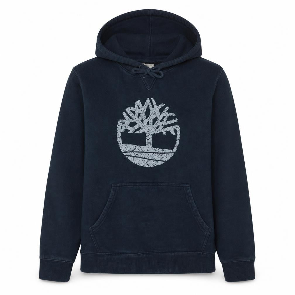 Timberland Men's Blue Pullover Hoodie Regular Fit S Logo Fleece