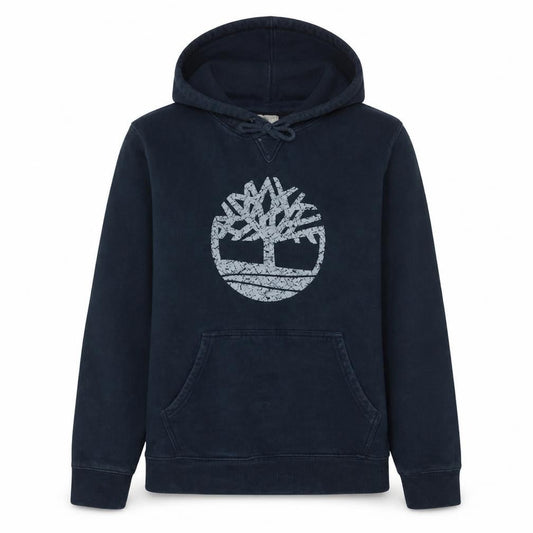 Timberland Men's Blue Pullover Hoodie Regular Fit S Logo Fleece