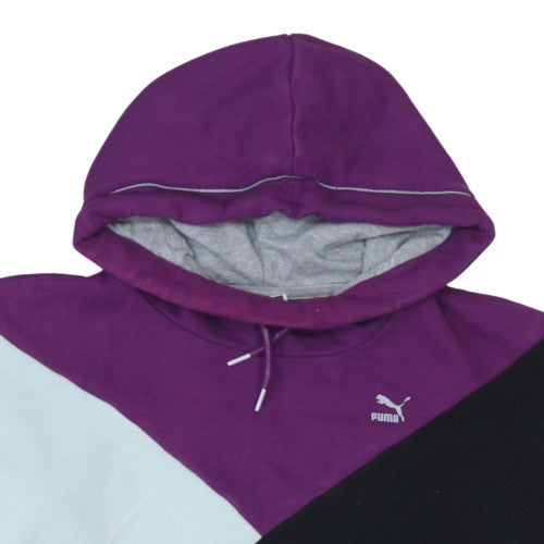Puma Women’s Purple Black Colourblock Pullover Hoodie UK 14