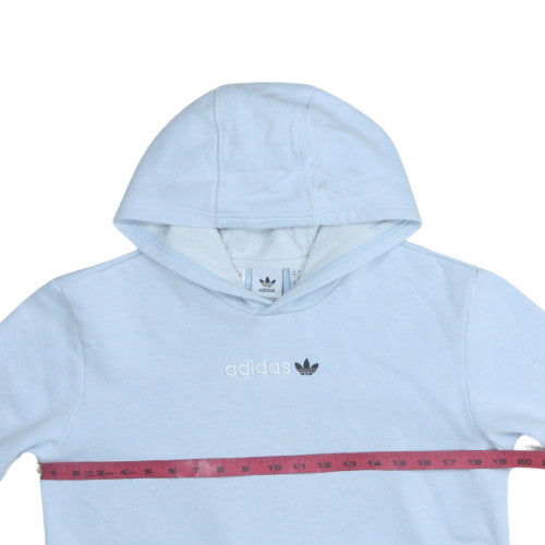 Adidas Girls Light Blue Pullover Hoodie Size 13-14 Years Fleece Lined