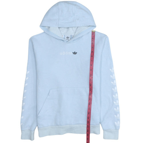 Adidas Girls Light Blue Pullover Hoodie Size 13-14 Years Fleece Lined