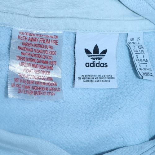 Adidas Girls Light Blue Pullover Hoodie Size 13-14 Years Fleece Lined