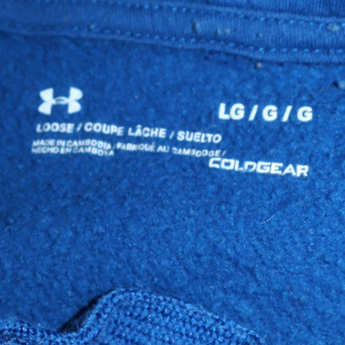 Under Armour Mens Blue Pullover Hoodie L Logo Fleece Sportswear