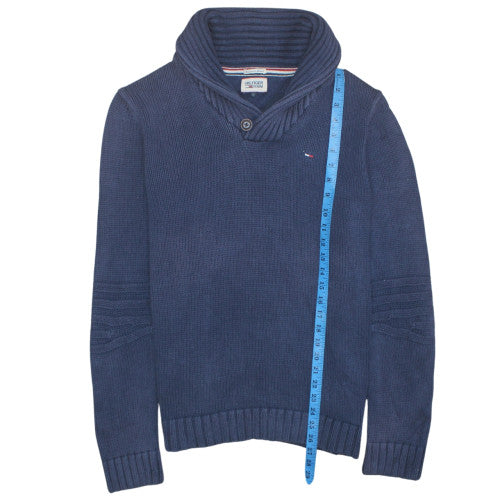 Hilfiger Denim Men's Blue Shawl Collar Knit Jumper Size L