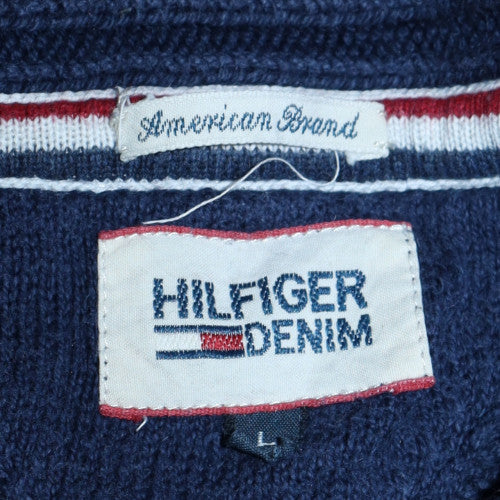 Hilfiger Denim Men's Blue Shawl Collar Knit Jumper Size L