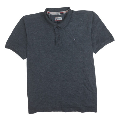 Hilfiger Denim Men's Grey Polo Shirt XL Cotton Short Sleeve Classic Fit