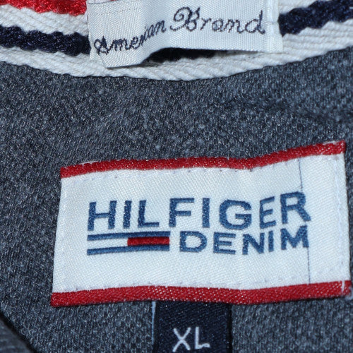 Hilfiger Denim Men's Grey Polo Shirt XL Cotton Short Sleeve Classic Fit
