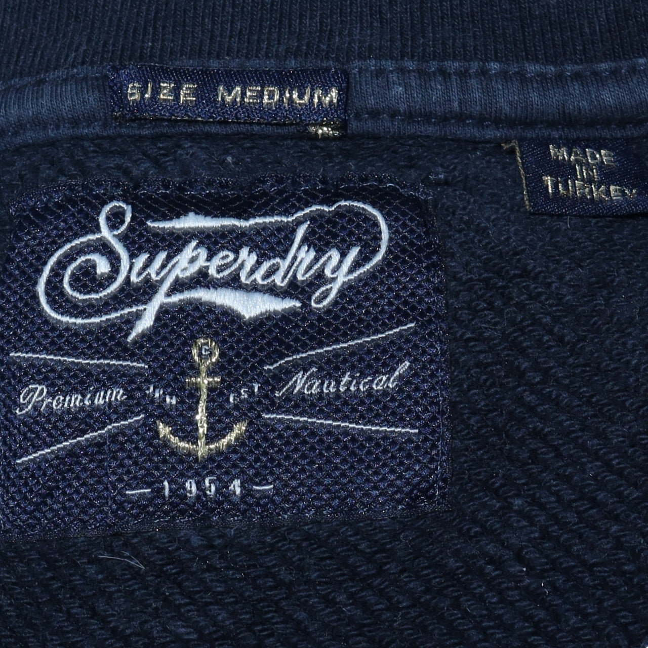 Superdry Women Navy Blue Paris Logo Pullover Sweatshirt Size M