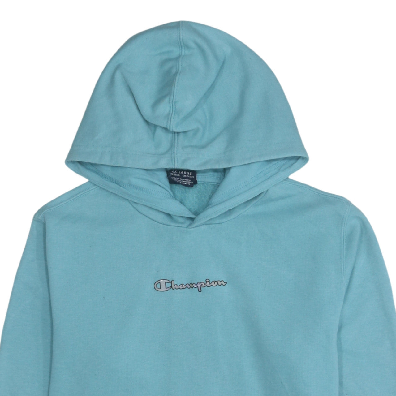 Champion Girls Blue 2XL Pullover Hoodie with Logo Front Pocket