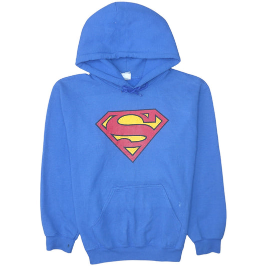 Gildan Men's Blue Superman Logo Pullover Hoodie Size S Fleece