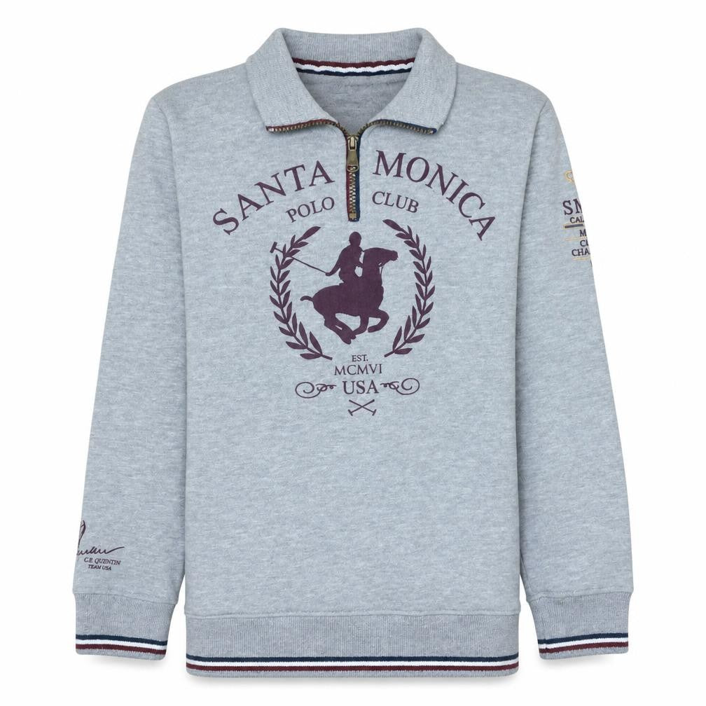 Santa Monica Polo Club Boys Grey 13 Years 1/4 Zip Sweatshirt