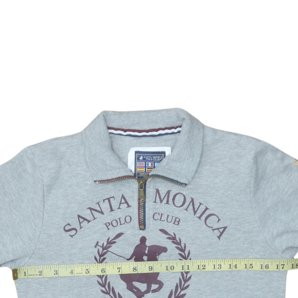 Santa Monica Polo Club Boys Grey 13 Years 1/4 Zip Sweatshirt