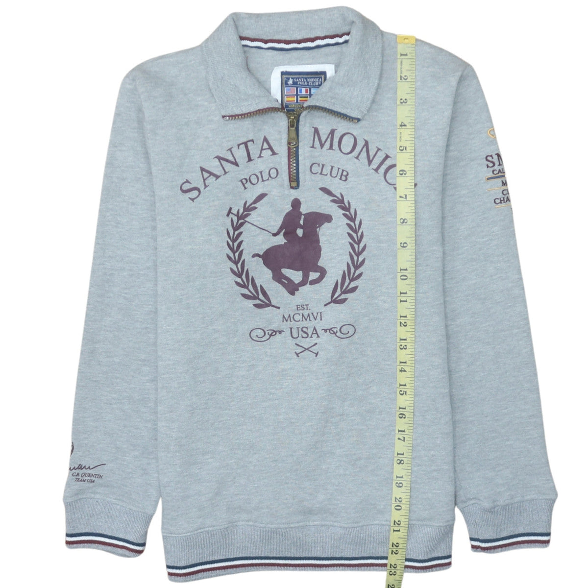 Santa Monica Polo Club Boys Grey 13 Years 1/4 Zip Sweatshirt